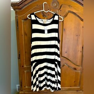 NWT Ann Taylor Loft Black/White Striped Tank Dress (XL)